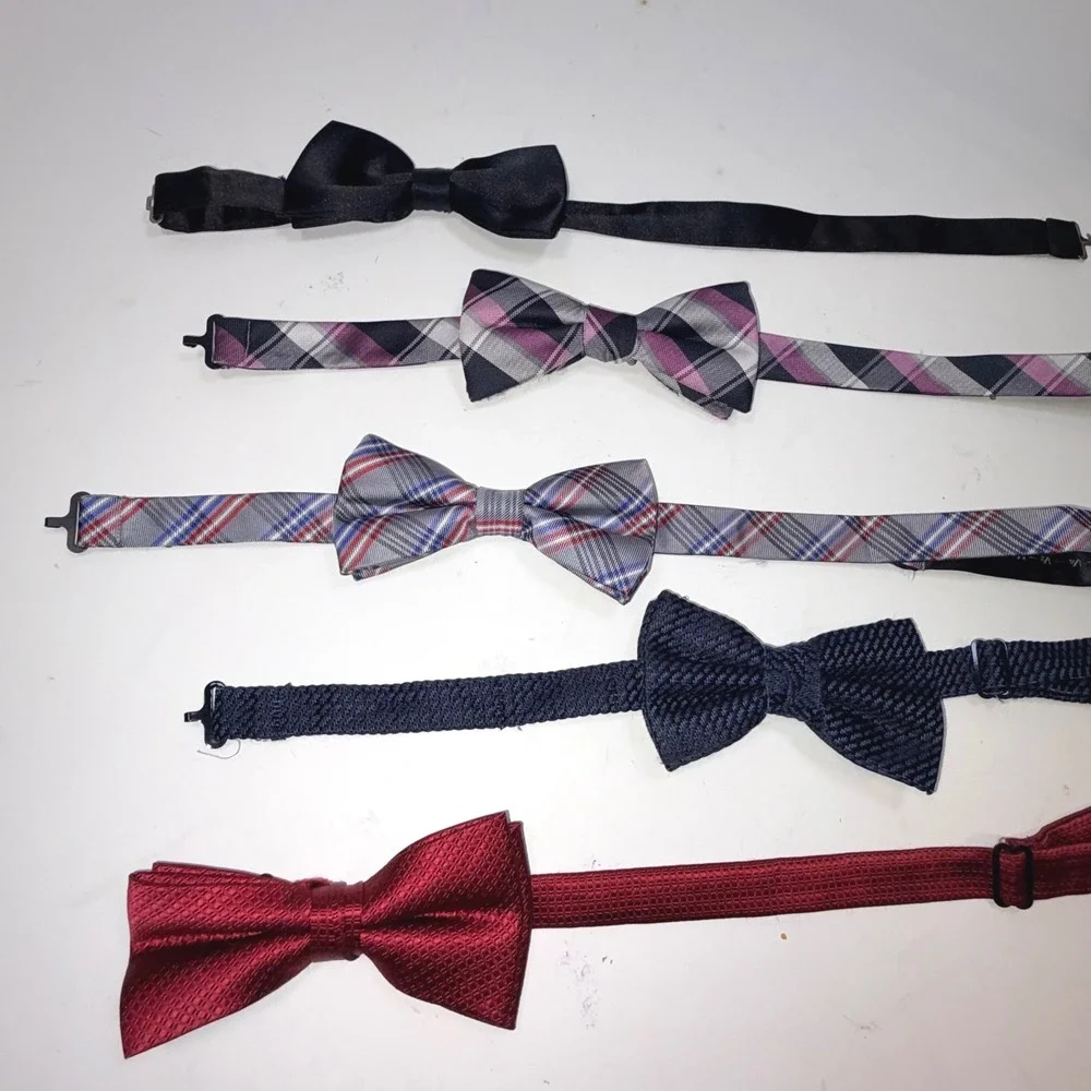 Zara Stafford Wembley Bow‎ Tie Lot 5 OS Multi Plaid Solid Textured Adjustable